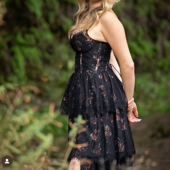 V Chapman Mia Midi Dress Sz 4 in Black - Picture 4 of 7